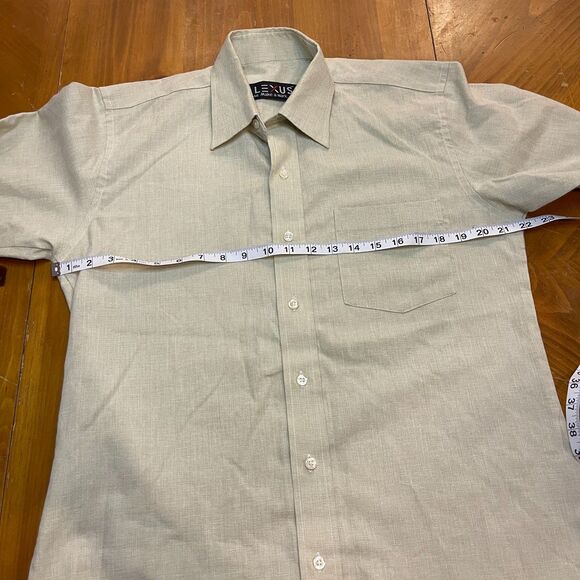 Lexus Khaki Color Collared Button Up Long Sleeve Shirt Mens Large - Picture 8 of 9